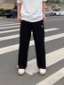 卡爾美（KELME）運動褲男2025春夏新款針織寬松直筒長褲收口棉質(zhì)休閑衛(wèi)褲子 烏黑色 【寬松平口】 L 曬單實拍圖