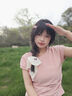 2025夏季新款設計感褶皺收腰小飛袖上衣圓領(lǐng)弧形下擺短袖t恤女ins K5-粉色 M 110斤以?xún)?曬單實(shí)拍圖