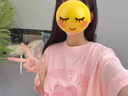 格邏依（GELUOYI）減齡卡通漸變撞色短袖t恤女2025夏季新款中長款遮臀韓版衣服女裝 玫紅色 L 【105-130斤】 曬單實(shí)拍圖