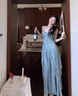 艾珠兒（Aizhuer）海邊度假風薄荷綠吊帶上衣女夏季2025新款設計感高腰闊腿褲兩件套 上衣+褲子 上衣網(wǎng)紗可拆卸 M 曬單實拍圖