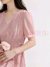 茵曼度假風(fēng)萊賽爾V領(lǐng)連衣裙2025夏季女裝新品氣質(zhì)通勤泡泡袖長裙 淺粉色 XL 曬單實(shí)拍圖