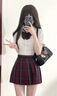 歐維沃小辣椒jk制服套裝春夏日系校供感半身收腰顯瘦短裙百褶裙格子裙女 紅格子百褶裙 M 曬單實(shí)拍圖
