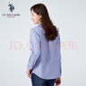 U.S. POLO ASSN.保羅襯衫女商務(wù)休閑職場(chǎng)百搭潮流條紋長(cháng)袖襯衫日常穿搭疊穿內搭 藍條 M 曬單實(shí)拍圖