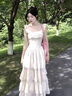 詩丹蕊法式甜美宮廷風無袖連衣裙子女學生夏季設(shè)計感收腰a字蛋糕公主裙 蛋糕裙 均碼 【可備注碼數(shù)】 曬單實拍圖