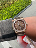 羅賓尼（LOBINNI）手表男士機械表夜光鑲鉆多功能鸚鵡螺防水2025新款腕表19069C [鉆圈] 玫殼咖面 曬單實(shí)拍圖