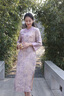 逸紅顔（E.Beauty）夢(mèng)予2025年春裝新品新中式改良旗袍手工真絲宋錦寬松旗袍女 丁香紫 M 曬單實(shí)拍圖