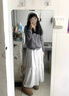 EPET白色蛋糕裙半身裙女春秋冬新款小個子高腰顯瘦溫柔長裙a字傘裙子 白色【款】 常規(guī) M 95-110斤 曬單實(shí)拍圖