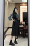 小野七天赫本風(fēng)連衣裙女2025春季法式復古設計感小眾氣質(zhì)拼接長(cháng)裙子 黑色連衣裙套裝 S 曬單實(shí)拍圖