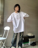 嬌茹妮純棉國潮字母印花短袖t恤女學(xué)生寬松白色百搭情侶班服半袖上衣服 白色【260克100%高品質(zhì)純棉】 S (70—82斤） 曬單實(shí)拍圖