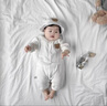 卿寶蓓嬰幼兒連體衣純棉套裝寶寶夏季薄款空調服外套爬服哈衣春秋外出服 米黃色【帽子+外套+背帶短褲】 73cm 適合3-6個月 曬單實拍圖