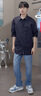杰克·瓊斯（JACK&JONES）25年男裝七分袖襯衫男士夏季薄款柔軟高端短袖襯衣休閑寬松外穿 E40黑色 M 曬單實(shí)拍圖