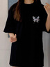 一寸相思聯(lián)名2025夏季新款蝴蝶印花短袖純棉t恤女時(shí)尚潮流中長(cháng)款寬松半袖 黑色-紫色蝴蝶 L (110-125斤） 曬單實(shí)拍圖