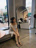 萱儷妮涼拖鞋女外穿方頭細(xì)跟高跟高顏值2025新款夏季一字帶百搭半拖鞋子 黑色 38 曬單實(shí)拍圖