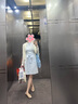 OVV2023春夏新款女裝鏤空蕾絲鑲拼修身中長(zhǎng)款休閑無(wú)袖連衣裙 淺藍(lán)（凈色）07 M 曬單實(shí)拍圖
