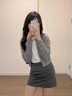 妍莉芬（yanlifen）春裝搭配一整套韓劇穿搭衣服氣質(zhì)小香風連衣裙兩件套裝女裙子春秋 內(nèi)搭+開衫+裙子 L 【105-115斤】 曬單實拍圖