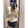 棉致學(xué)院風(fēng)白色polo領(lǐng)短袖t恤女夏季2025新款修身收腰顯瘦短款打底衫 S3163白色【高品質(zhì)21.5】 L 105-120斤 曬單實(shí)拍圖