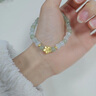 中國黃金（CHINA GOLD）黃金手鏈女足金桃花轉(zhuǎn)運珠和田玉手串七夕情人節(jié)禮物送女友老婆 足金桃花和田玉手鏈 曬單實拍圖