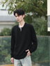 gxg.jeans男裝針織衫 黑色假兩件半開襟休閑毛衣 25年春新品 黑色 L (175) 曬單實(shí)拍圖