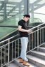 卡賓（CABBEEN）【冰氧吧】牛仔褲男涼感吸濕速干休閑直筒春秋長(cháng)褲牛仔褲子男褲 天藍色37（合體版型） 32 /180/XL 曬單實(shí)拍圖