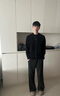 FOG SKY休閑褲男夏季寬松闊腿直筒褲ins潮流微喇褲子男美式垂墜感西裝褲 JCDM-K5626黑色 XL （建議130-145斤） 曬單實(shí)拍圖