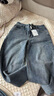 深呼吸DEEP BREATH女裝復古洗水色高腰直筒休閑純棉牛仔長(cháng)褲女A100299 牛仔藍 XL (5) 曬單實(shí)拍圖