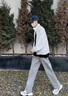 花花公子（PLAYBOY）褲子男春秋夏季2025新款潮直筒褲闊腿休閑褲男士長(cháng)褲垂感衛褲薄款 903淺灰色【春秋款】 XL （身高170-180cm體重130-150斤 曬單實(shí)拍圖