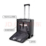 Walker Shop輕奢品牌登機(jī)箱鋁框拉桿箱小型輕便商務(wù)旅行箱前置開口行李箱子 黑色 18英寸 【橫版登機(jī)箱】 曬單實(shí)拍圖