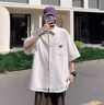 洛科馳短袖襯衫男夏季大碼潮流感男裝搭配一套痞帥休閑衣服套裝帥氣 三件套【白色外套+白色短袖純T+ XL 曬單實(shí)拍圖