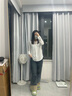 素織錦白襯衫女職業(yè)正裝春夏長袖寬松白色襯衣女士西裝內搭空乘面試上衣 純白長袖V領衫【均碼】 曬單實拍圖