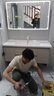 慈安悅（cianyue）蜂窩鋁浴室柜陶瓷一體盆太空鋁合金不銹鋼衛(wèi)生間洗臉洗漱手臺組合 直角全鏡智能120【送安裝】N01 加厚不銹鋼門板防水再升級 曬單實拍圖