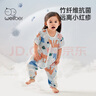 威爾貝魯WELLBER嬰兒睡袋春夏薄款寶寶防踢被子兒童雙層竹棉紗布分腿睡袍 竹棉紗布雙層睡袋【藍(lán)色漫游】 95cm(建議身高100-110cm) 曬單實(shí)拍圖