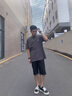 美茵圣休閑短褲夏季七分褲速干運動大碼夏天寬松沙灘褲薄款舒適大褲衩 深灰+黑色 XL 【135-150斤】 曬單實拍圖
