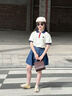 小豬彼特女童學(xué)院風(fēng)套裝夏季2025新款兒童短袖短裙洋氣夏裝大童女孩連衣裙 6017藍(lán)色牛仔裙 120 cm 曬單實(shí)拍圖