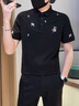 積繆巨帥氣刺繡青年polo衫男生痞帥修身翻領(lǐng)短袖t恤男士夏季高端半袖 黑色 L 曬單實(shí)拍圖
