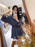 伊琦蕾（YIQILEI）韓版學(xué)院風(fēng)春夏潮流2025格子襯衫連衣裙女長袖時尚收腰減齡短裙子 藍(lán)色 連衣裙 S 曬單實(shí)拍圖