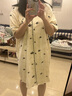 曼系（meonsill）短袖睡裙女夏季簡(jiǎn)約寬松可外穿家居服開(kāi)衫純棉睡衣薄款柔軟短裙 S44166 睡裙 M 曬單實(shí)拍圖