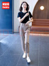 黛姿茹（daiziru）九分休閑西裝褲子女早秋季2025新款女裝高腰通勤小個(gè)子直筒工裝褲 卡其色/九分 薄款 M (27) 【推薦95-105斤】 曬單實(shí)拍圖