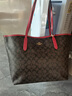 蔻馳（COACH）全國包郵女士包包女包單肩斜挎托特手提包 5696-IMRVQ深棕配紅邊 曬單實(shí)拍圖