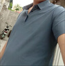 羅蒙（ROMON）  冰絲短袖T恤男夏季中年男士爸爸夏裝薄款翻領(lǐng)polo網(wǎng)球衫衣服高 字母兔頭：黑色 翻領(lǐng) 2XL 180 建議155-175斤 曬單實(shí)拍圖