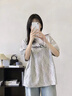 風采兔 絕美字母蕾絲t恤短袖2025新款寬松休閑洋氣甜美減齡設計感潮上衣 黃色 M 曬單實拍圖