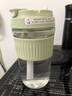 Vanow玻璃杯女士咖啡杯水杯夏季高顏值便攜雙飲ins風(fēng)帶吸管耐高溫杯子 薄荷綠460ml 曬單實(shí)拍圖