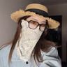 SOMUBAY 日系小碎花夏季全臉防曬面罩女騎行防紫外線面紗遮脖護頸脖套 白色 均碼 均碼 曬單實拍圖
