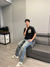 卡賓（CABBEEN）【寬松純棉】復古牛仔褲男2025夏季新款刺繡cleanfit直筒長褲 蔚藍色47 32 /180/XL 曬單實拍圖