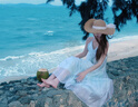 茯見沙灘度假連衣裙女2025新款度假裙海邊沙灘吊帶裙性感露背長裙夏 湖水綠M 曬單實拍圖