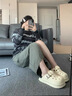 暖之緣厚底勃肯洞洞鞋女夏季新款百搭外穿沙灘防滑軟底休閑增高涼拖鞋女 白色 35-36 曬單實拍圖