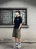 鵲笙工裝短褲男夏季薄款多口袋潮流簡約外穿時尚個性帥氣運動五分褲 綠色【主圖款】單件裝 XL 【建議120-135斤】 曬單實拍圖