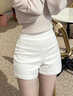 蜜樂(lè )奇外穿白色短褲夏季女薄款修身打底褲緊身熱褲顯瘦高腰辣妹超短褲子 白色  S 曬單實(shí)拍圖