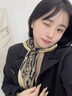 溥畔真絲絲巾2025桑蠶絲杭州絲綢夏季方巾遮頸紋圍巾女真絲巾 黑色(米邊) 曬單實(shí)拍圖