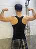 點(diǎn)悟工字背心男士純色棉運(yùn)動健身緊身跨欄夏季健美訓(xùn)練彈力二股筋汗衫 黑色 L （130-142斤）修身 曬單實(shí)拍圖