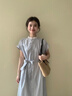 派吉鯊日系條紋短袖襯衫連衣裙女2026新款夏季通勤休閑收腰氣質(zhì)中長(cháng)裙子 條紋連衣裙 S 40/45kg 曬單實(shí)拍圖